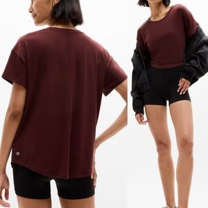 NWT Athleta Move With Ease Tee in Garnet